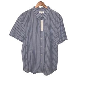 Calvin Klein blue gray striped button up shirt short sleeve